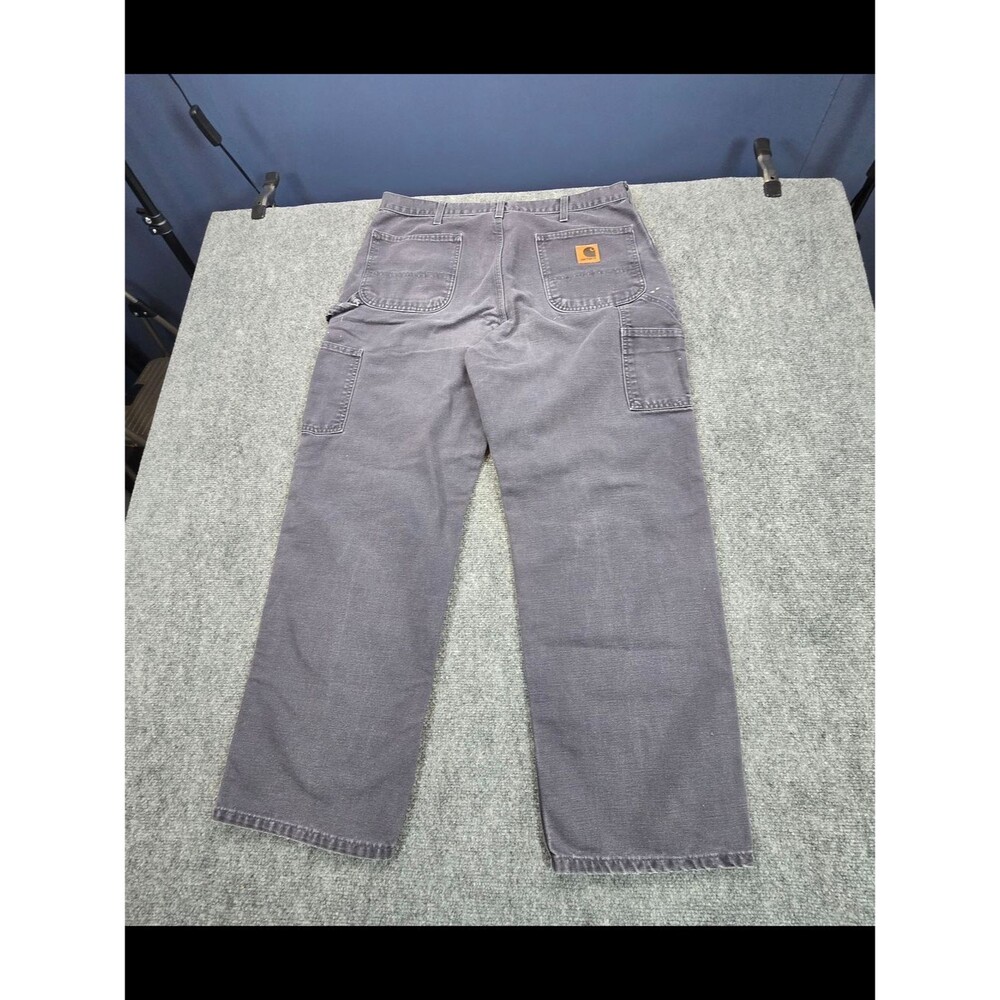 Carhartt Carpenter Pants Mens 36x30 Gray Distressed Canvas Workwear Paint - Picture 7 of 8
